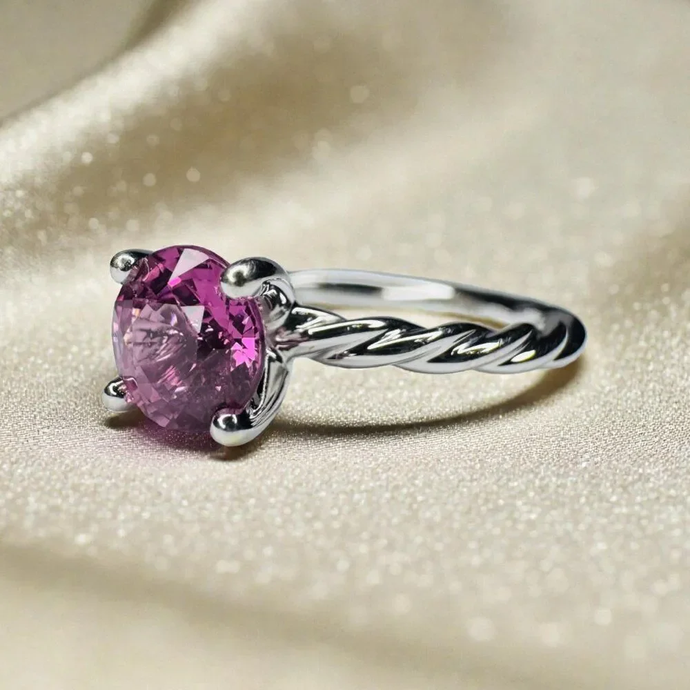 James Allen 14K Gold Natural Pink Sapphire Diamond Engagement Ring Size 6